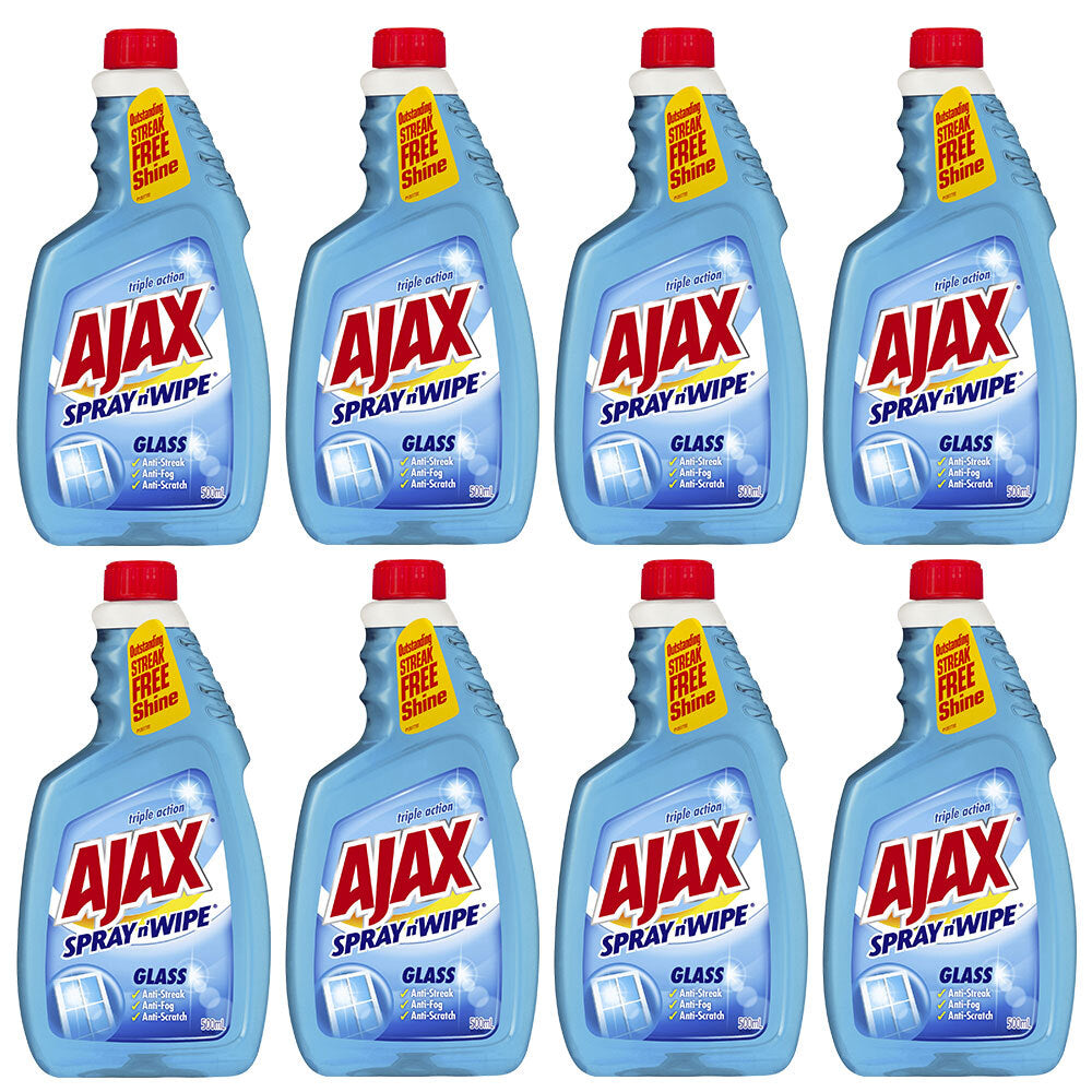 Ajax Spray N Wipe Glass Cleaner Refill 500ml (8 Pack)