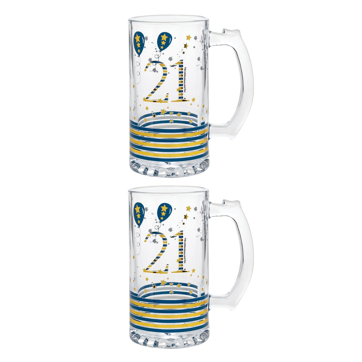 Gibson Gifts Rush 21st Birthday Tankard R Beer Mug Drinking Cup w/ Handle (2 Pack)