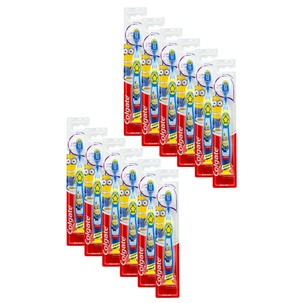 Colgate Extra Soft Toothbrush Fun Suction Cup Minions Dental Care Asst 6y+ (12 Pack)
