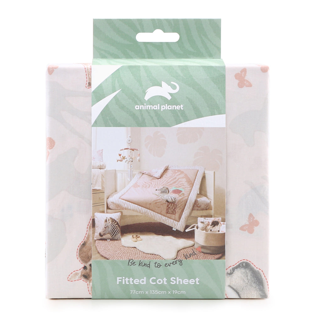 Animal Planet Baby Cotton Fitted Cot Sheet Be Kind To Every Kind Zebra 135cm — image 2