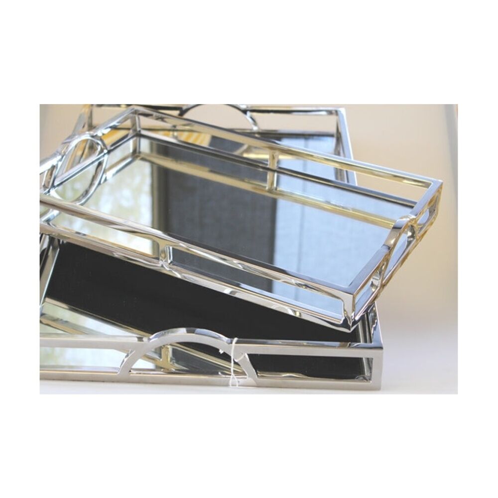 SS Collective 41cm Small Rectangle Arch Handle Serving Tray Mirror Finish — image 2