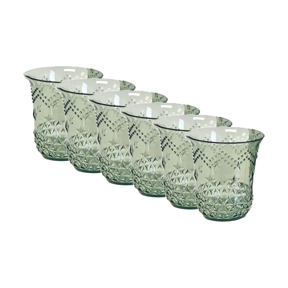 SS Collective Green Acrylic Tumbler Star Patterned Drinkware 10x9cm (6 Pack)