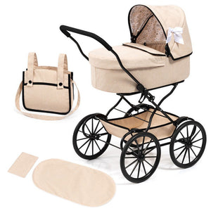 Bayer Beige/Black Classic Doll Push Pram Pretend Play Kids Stroller