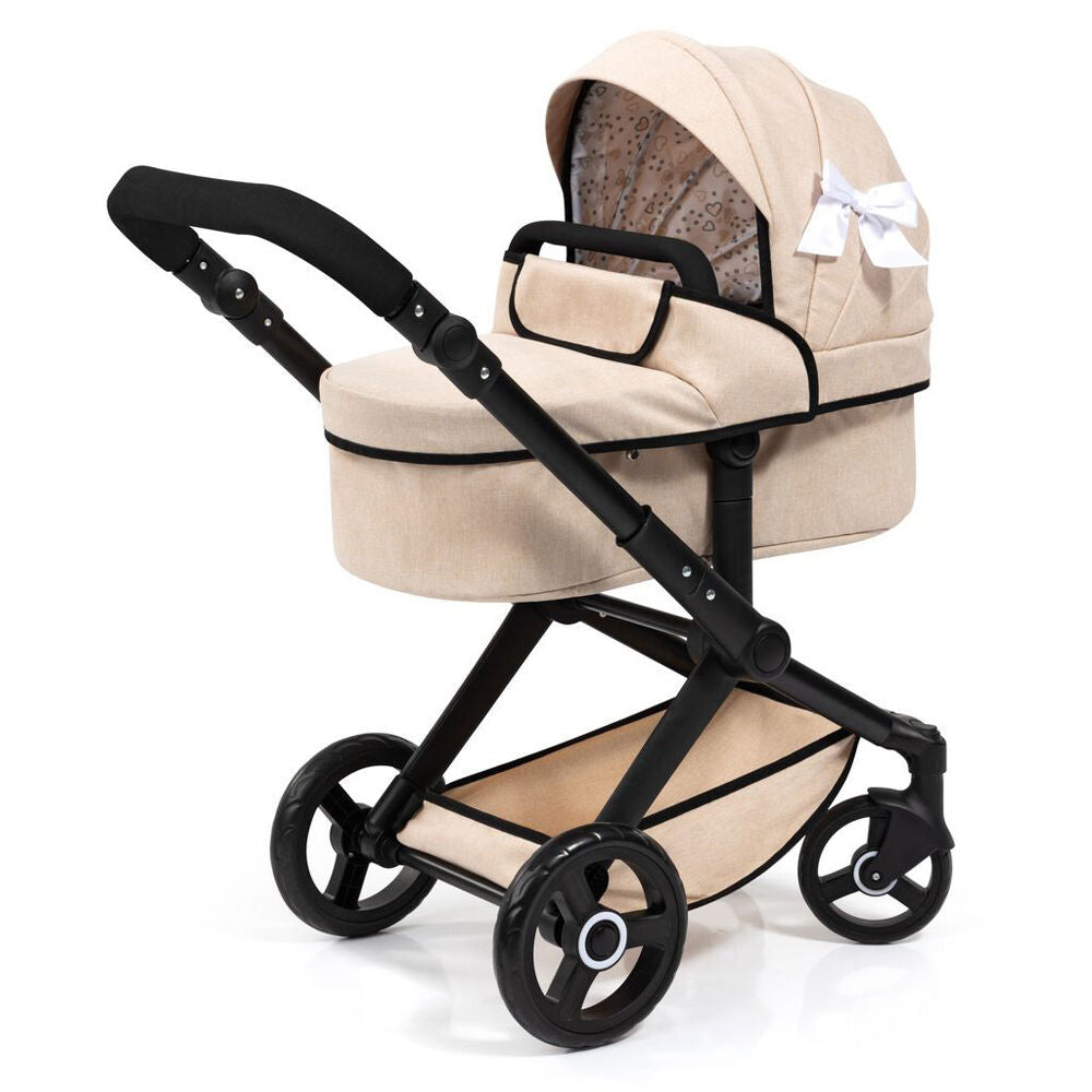 Bayer Beige with Black Frame & Trim XEO Doll Pram Pretend Play Kids Stroller — image 2