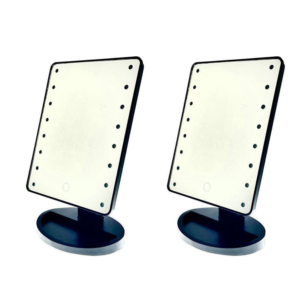 Gibson Gifts 16-LED Light Up Cosmetic/Makeup Vanity Mirror Tabletop 28x20cm (2 Pack)