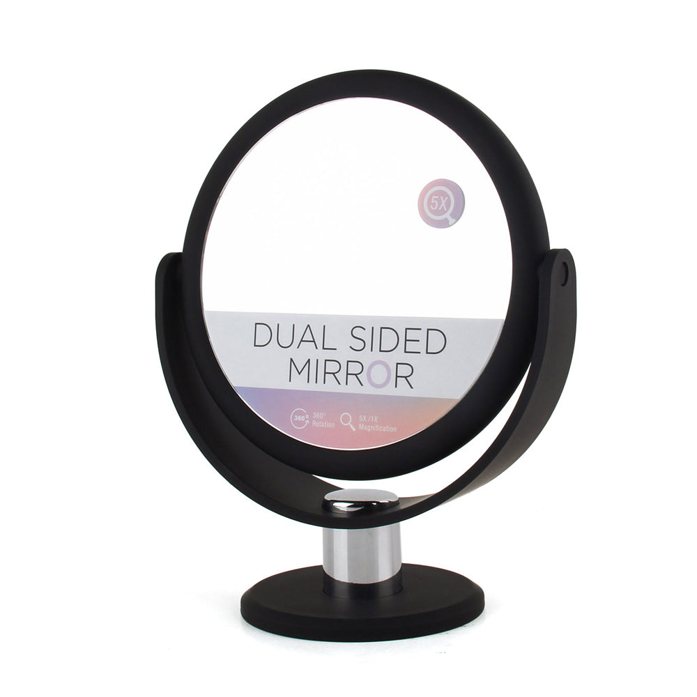 Gibson Gifts Vanity Magnification Makeup Mirror Dual Sided Round Black (2 Pack)
