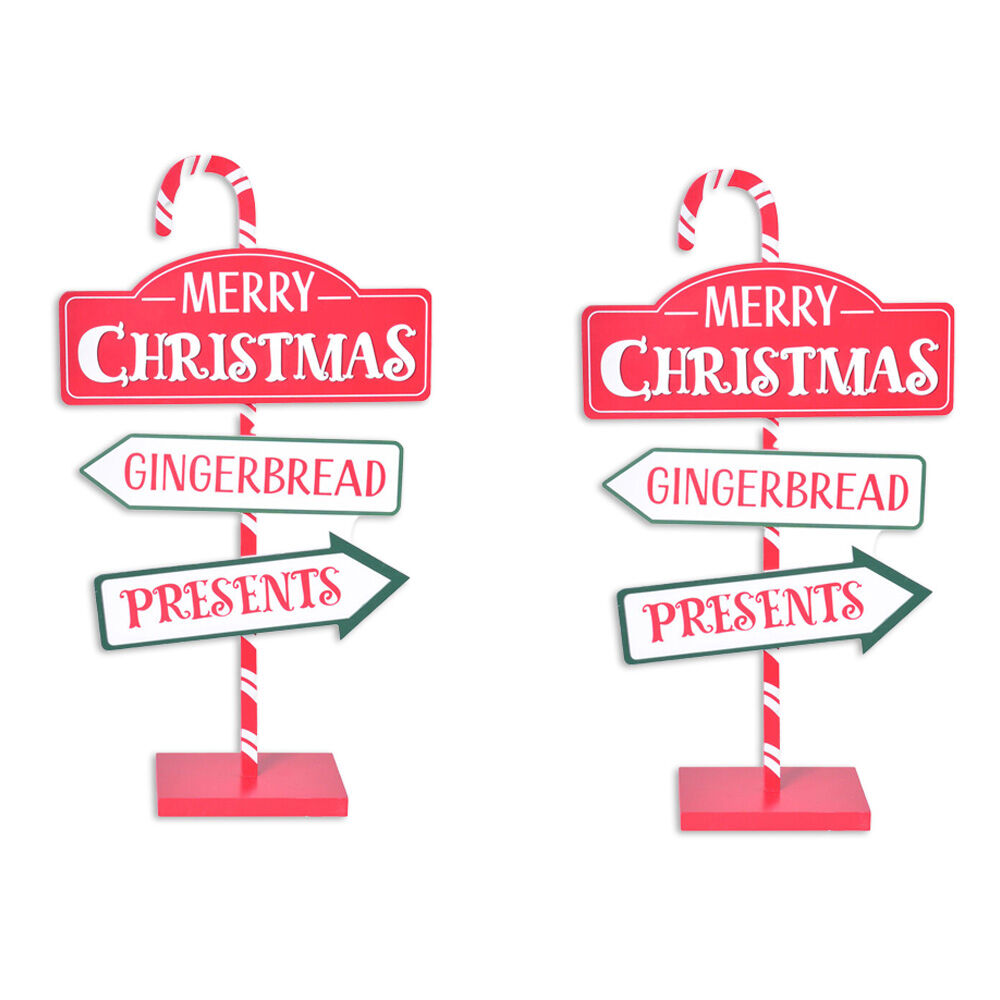 Gibson Gifts Merry Christmas Decoration Tabletop Sign Post 120x290x570mm (2 Pack)