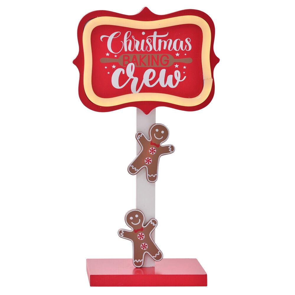 Gibson Gifts LED Gingerbread Crew Christmas Decoration Sign Post 80x150x280 (2 Pack) — image 2