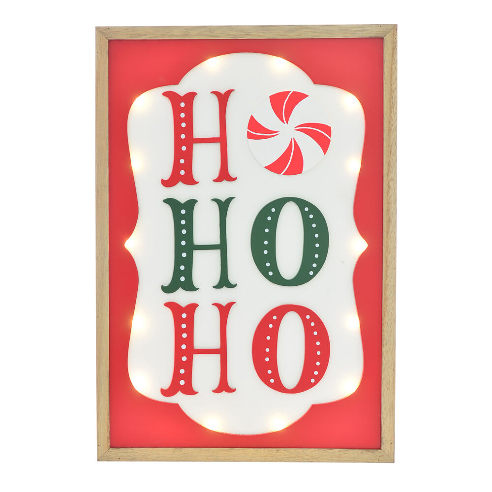 Gibson Gifts 30x275x400mm LED Ho Ho Ho Christmas Decoration Wall Sign Plaque