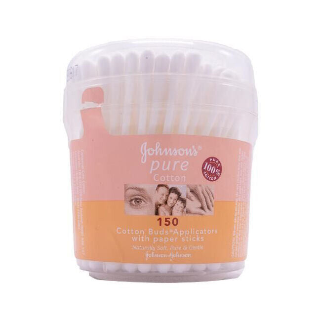 Johnson's 150pc Johnson's Pure Cotton Buds Applicator w/ Paper Sticks Ear Care (12 Pack) — image 2