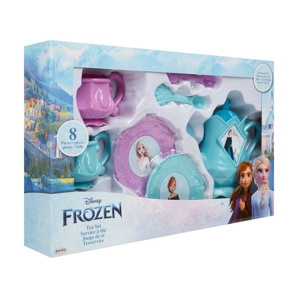 Frozen Pretend Play Kids Tea Set Includes Cups, Saucers, Spoons, Kettle (8 Pieces)