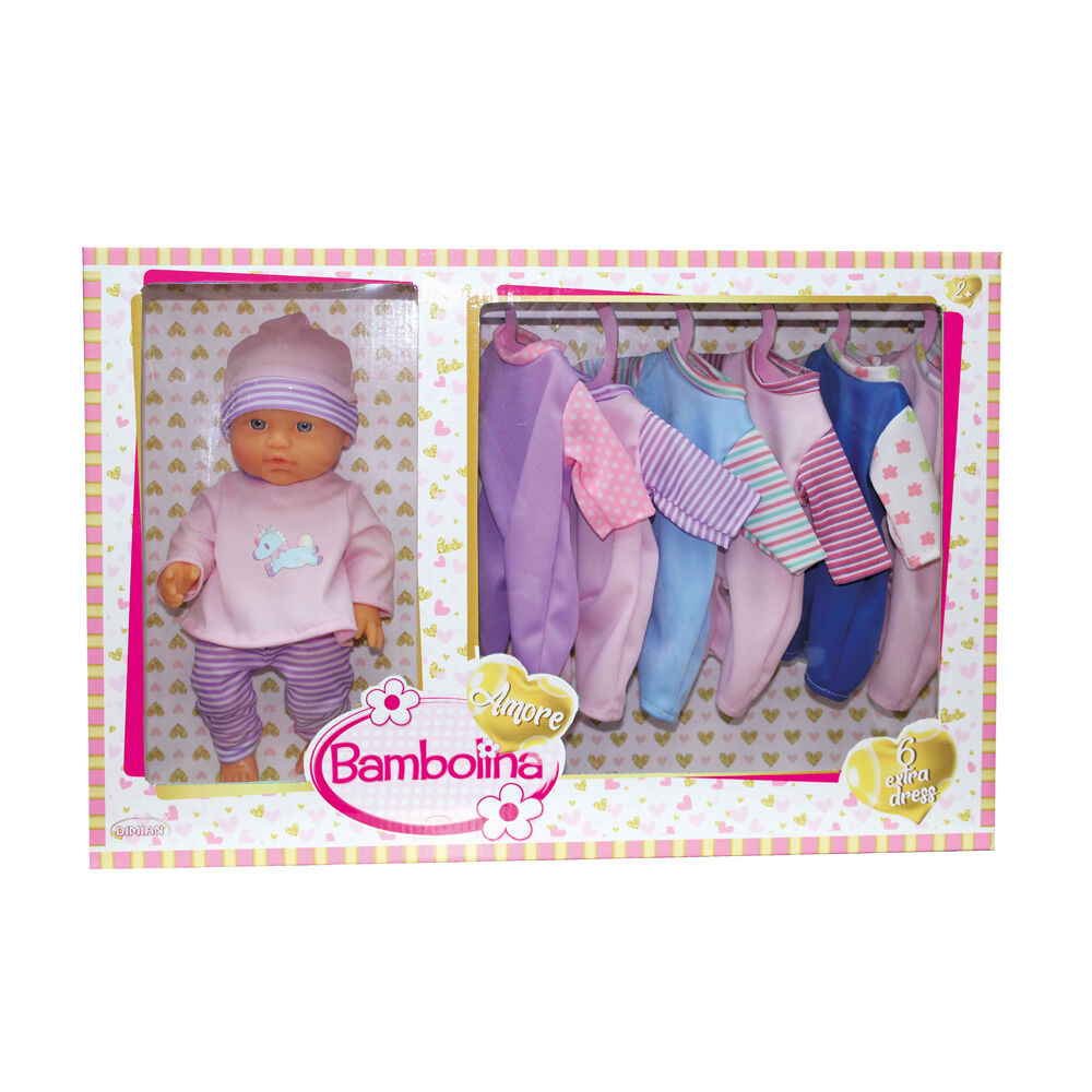 Bambolina Kids 30cm Amore Doll with 6 Extra Dresses Role Play Toy 2y+