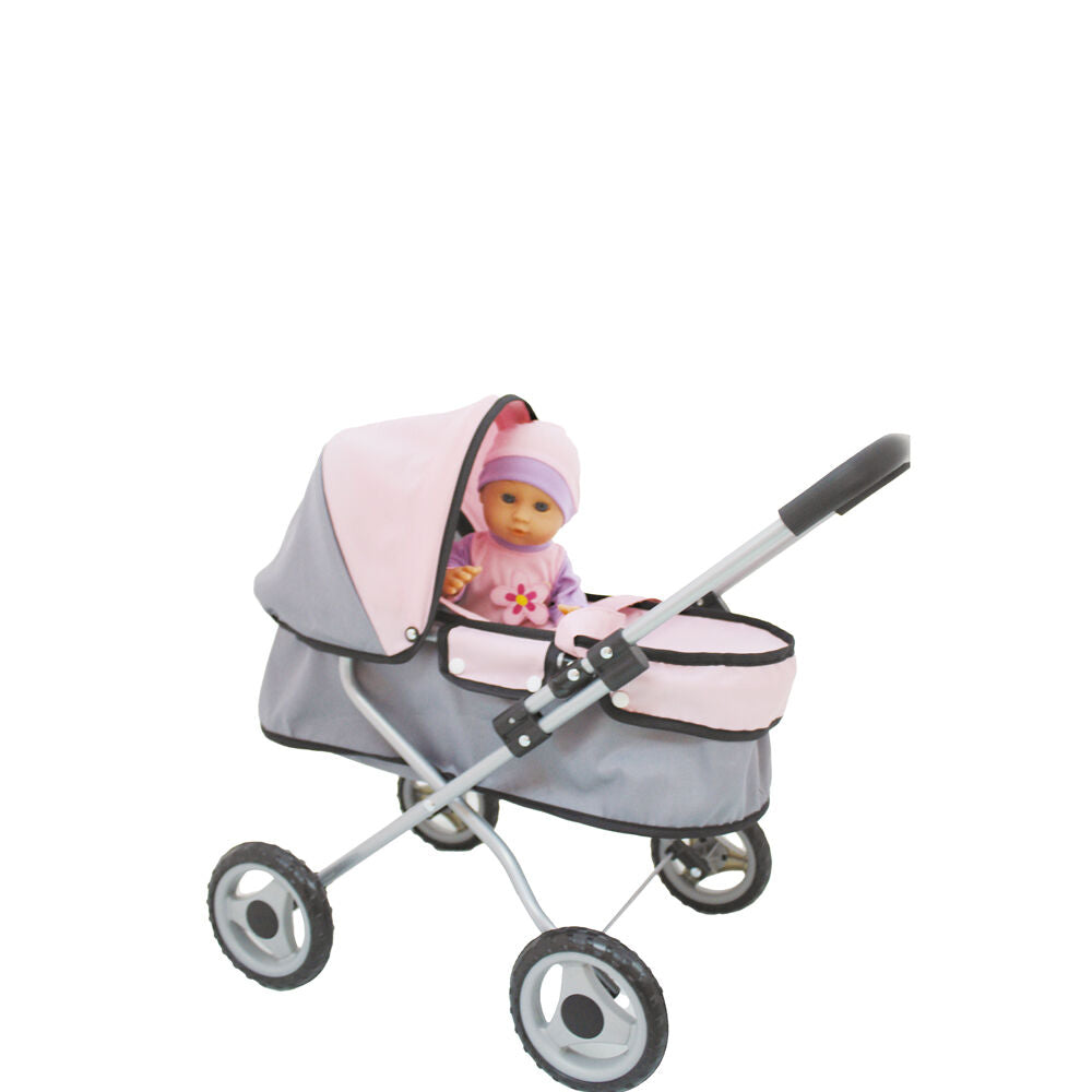 Bambolina Role-Play Foldable Stroller Doll & Pram 2 in 1 Set Childrens Toy