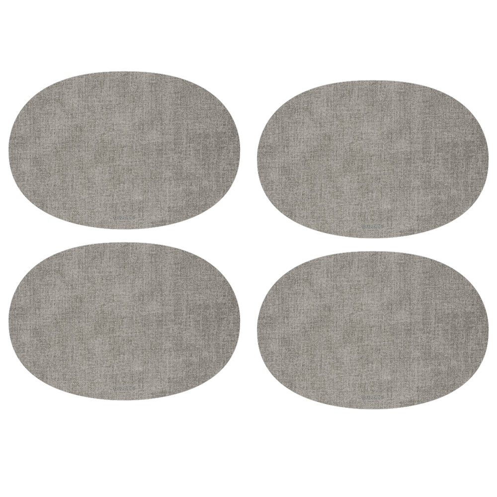 Guzzini Tiffany 48cm Oval Fabric Reversible Placemat - Sky Grey (4 Pack)