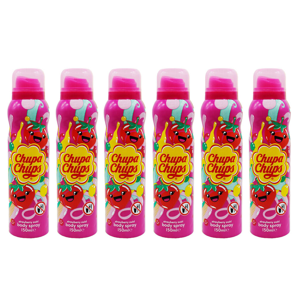 Chupa Chups 150ml Body Spray Strawberry Swirl Sweet Fragrance Mist (6 Pack)