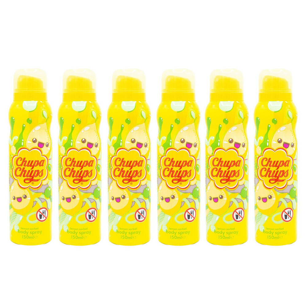 Chupa Chups Body Spray Mist 150ml Lemon Sorbet Sweet Fruity Fragrance (6 Pack)