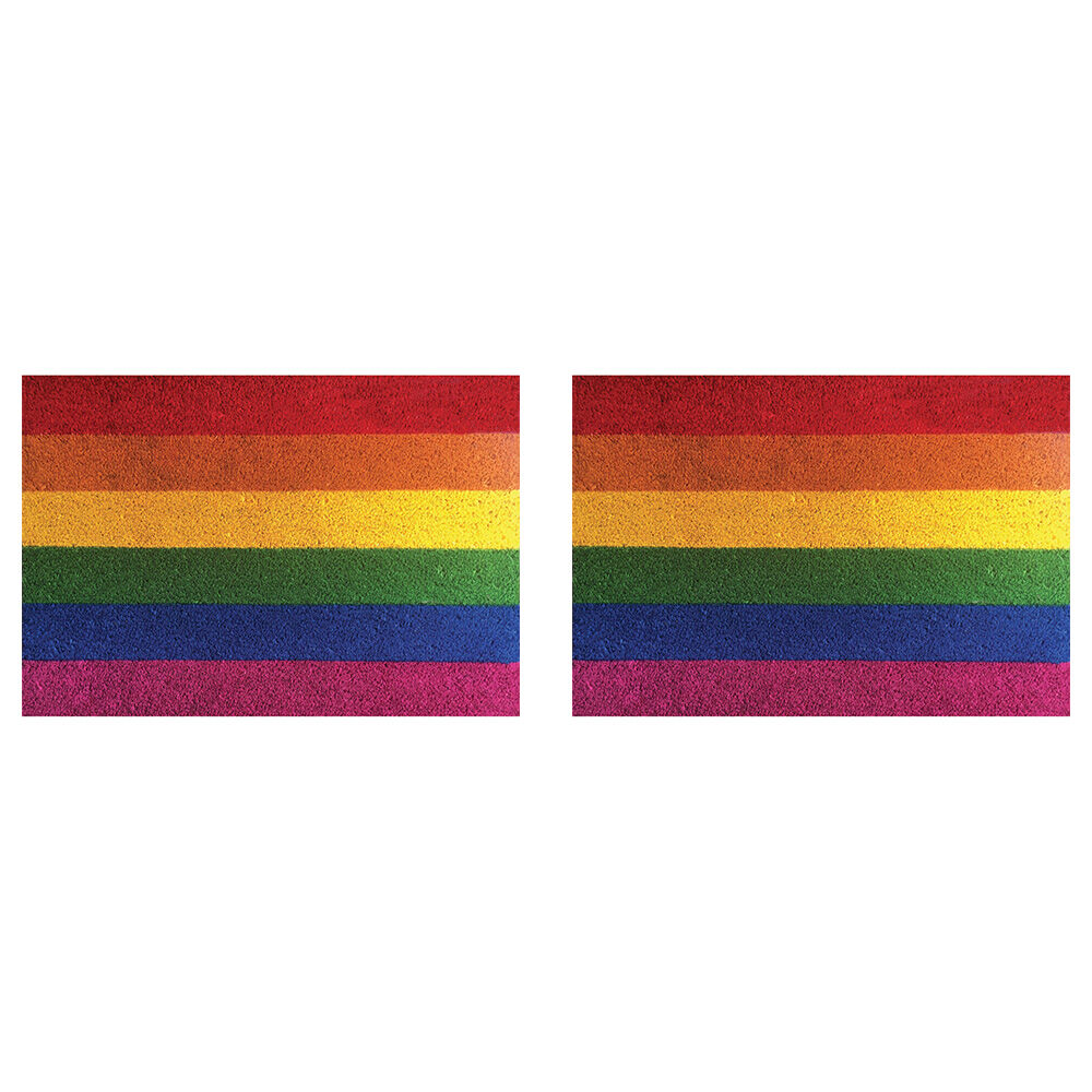 Solemate PVC Backed Coconut Coir Rainbow Slimline Functional Doormat 45x75cm (2 Pack)