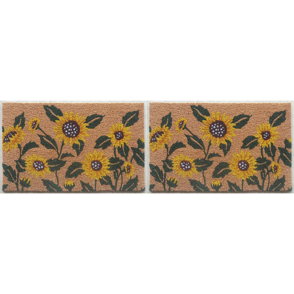 Solemate PVC-Coir Sunflower 45x75cm Outdoor Doormat Non-Slip Durable (2 Pack)