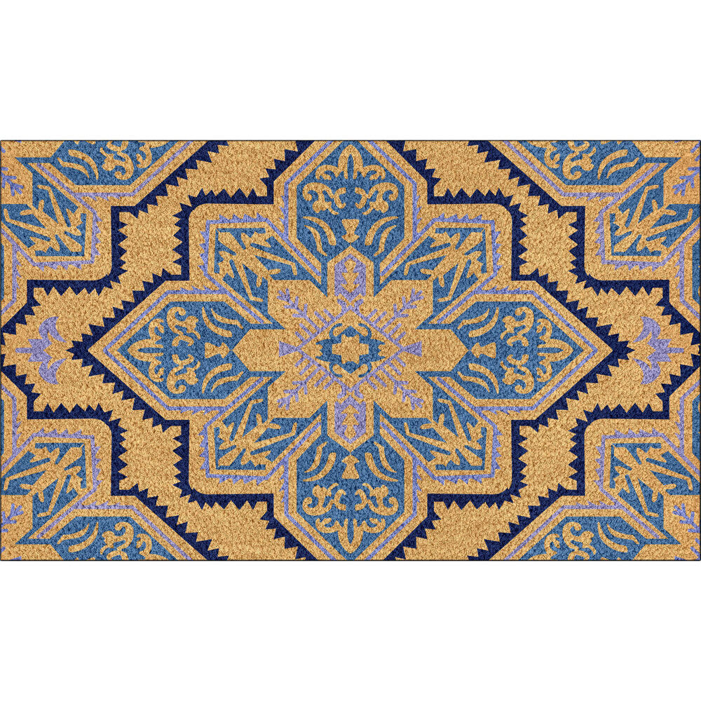 Solemate PVC Backed Coconut Coir Blue Mosaic Slimline Doormat 45x75cm (2 Pack) — image 2