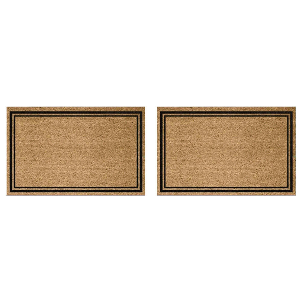 Solemate PVC Backed Coconut Coir Thin Double Borders Doormat 45x75cm (2 Pack)