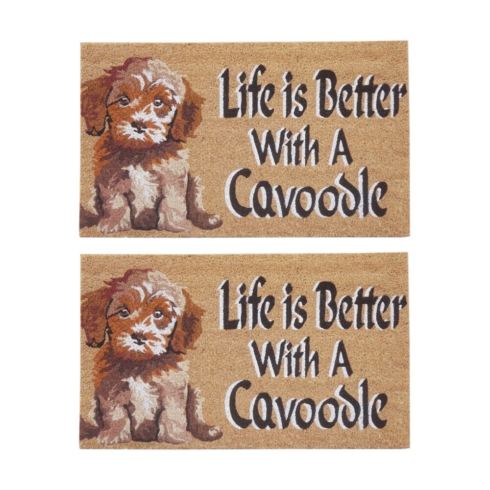 Solemate Life is Better With a Cavoodle Coil Backed Dog Doormat 45x75cm (2 Pack)