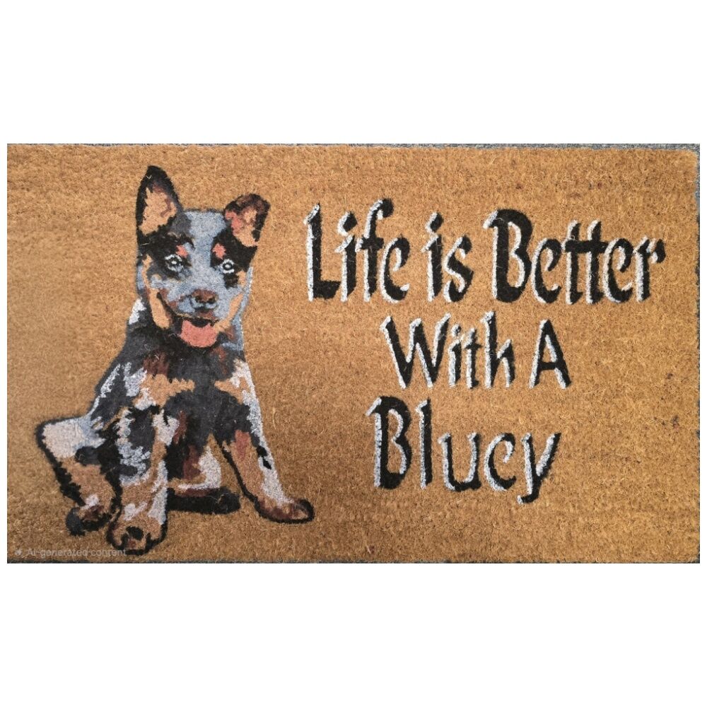 Solemate 45x75cm Life is Better With a Bluey Coil Backed Dog Lover Doormat