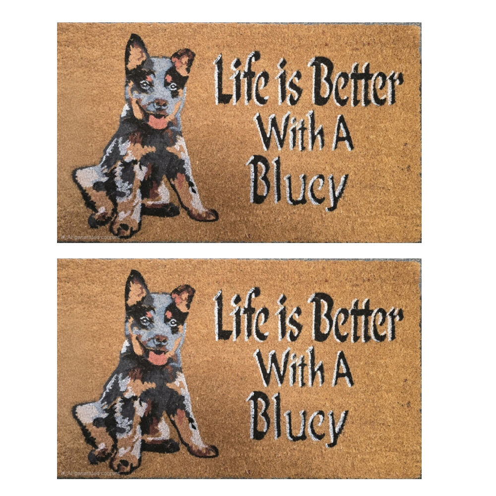 Solemate Life is Better With a Bluey Coil Backed Dog Lover Doormat 45x75cm (2 Pack)
