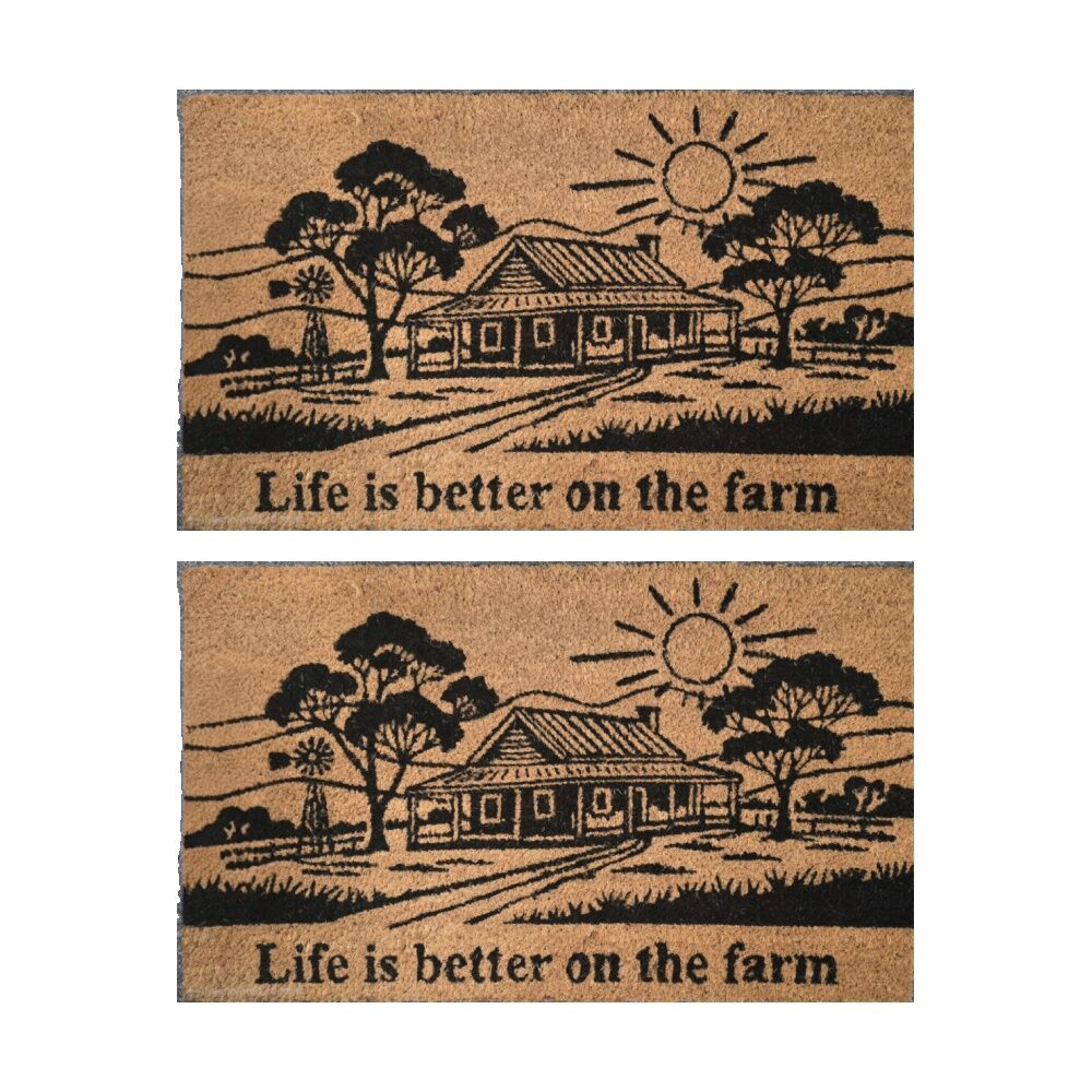 Solemate Coir Back Life is Better On The Farm Country House Doormat 45x75cm (2 Pack)