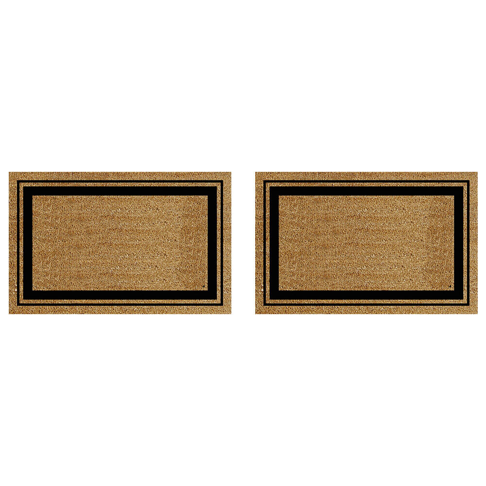 Solemate PVC Backed Coconut Coir Fat Border Slimline Doormat 58x89cm (2 Pack)