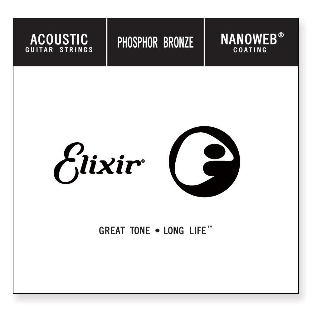 Elixir #14142 Acoustic Nanoweb Phosphor Bronze 0.042 Single Guitar String (3 Pack)