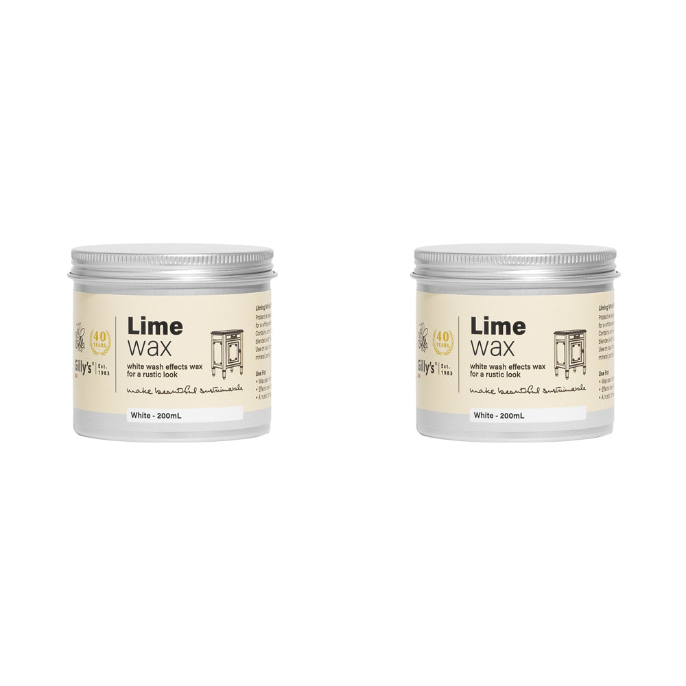 Gilly's Lime Indoor Wood/Furniture Cleaning Wax 200ml White Wash Effects (2 Pack)
