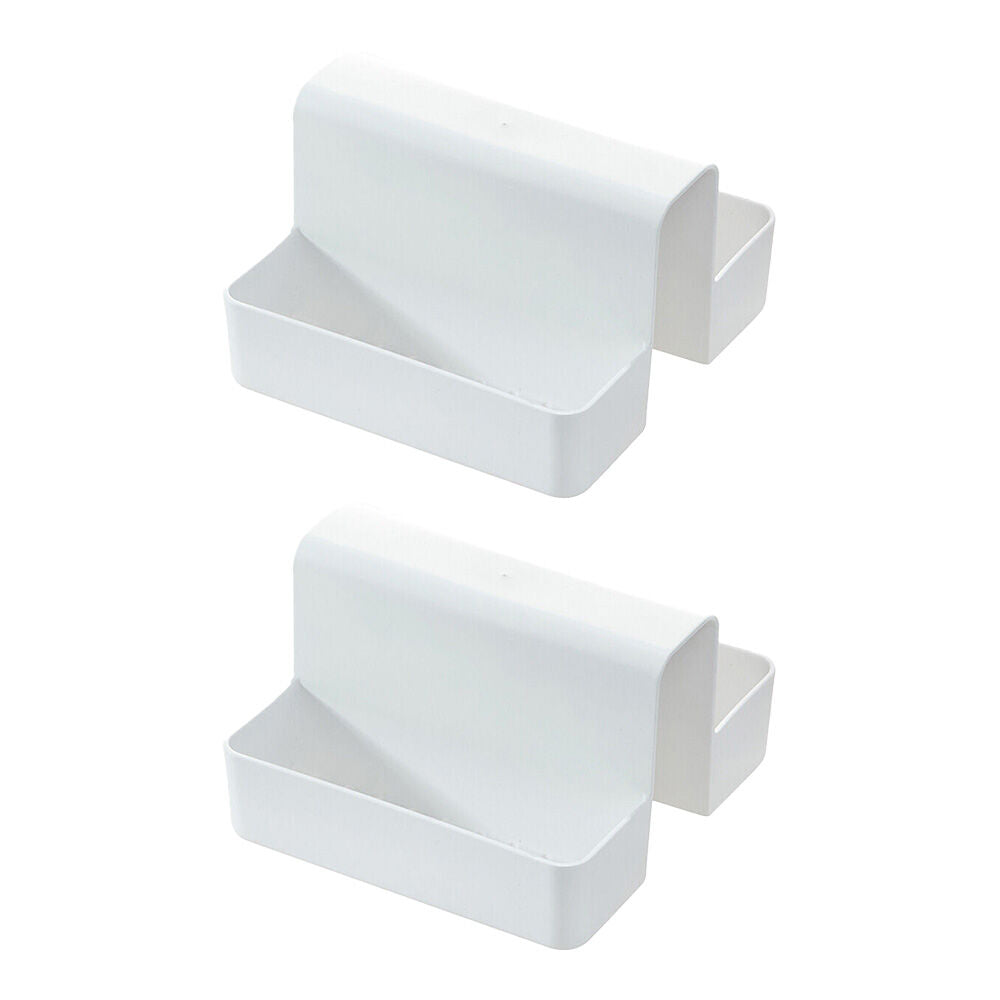 Idesign Classic Plastic Sink Saddle Kitchen Caddy w/ 2-Compartments White (2 Pack)