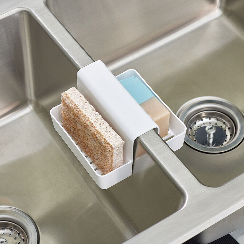 Idesign Classic Plastic Sink Saddle Kitchen Caddy w/ 2-Compartments White (2 Pack) — image 3