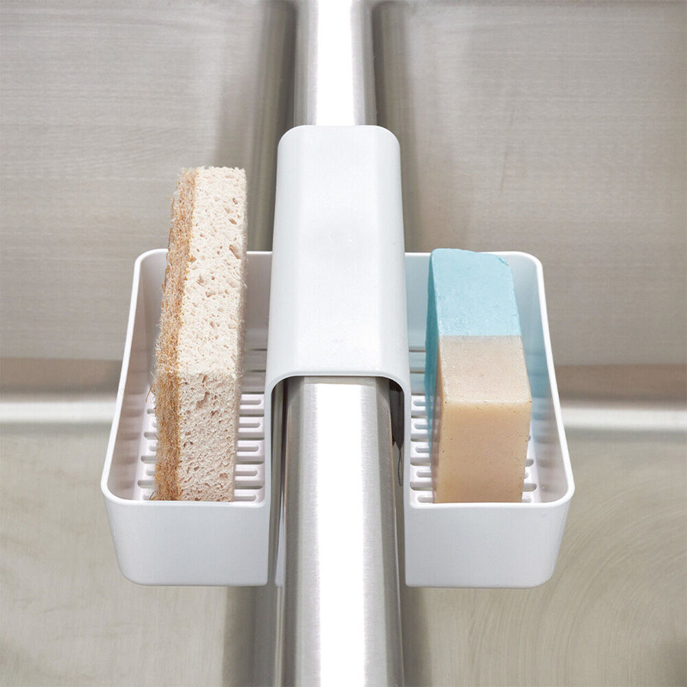 Idesign Classic Plastic Sink Saddle Kitchen Caddy w/ 2-Compartments White (2 Pack) — image 4