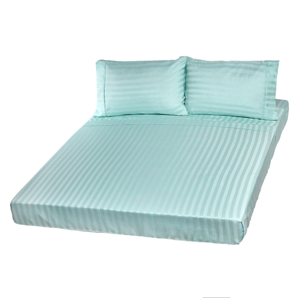 Royal Comfort Damask Sheet Set 1200TC Stripe Cotton Blend Mist