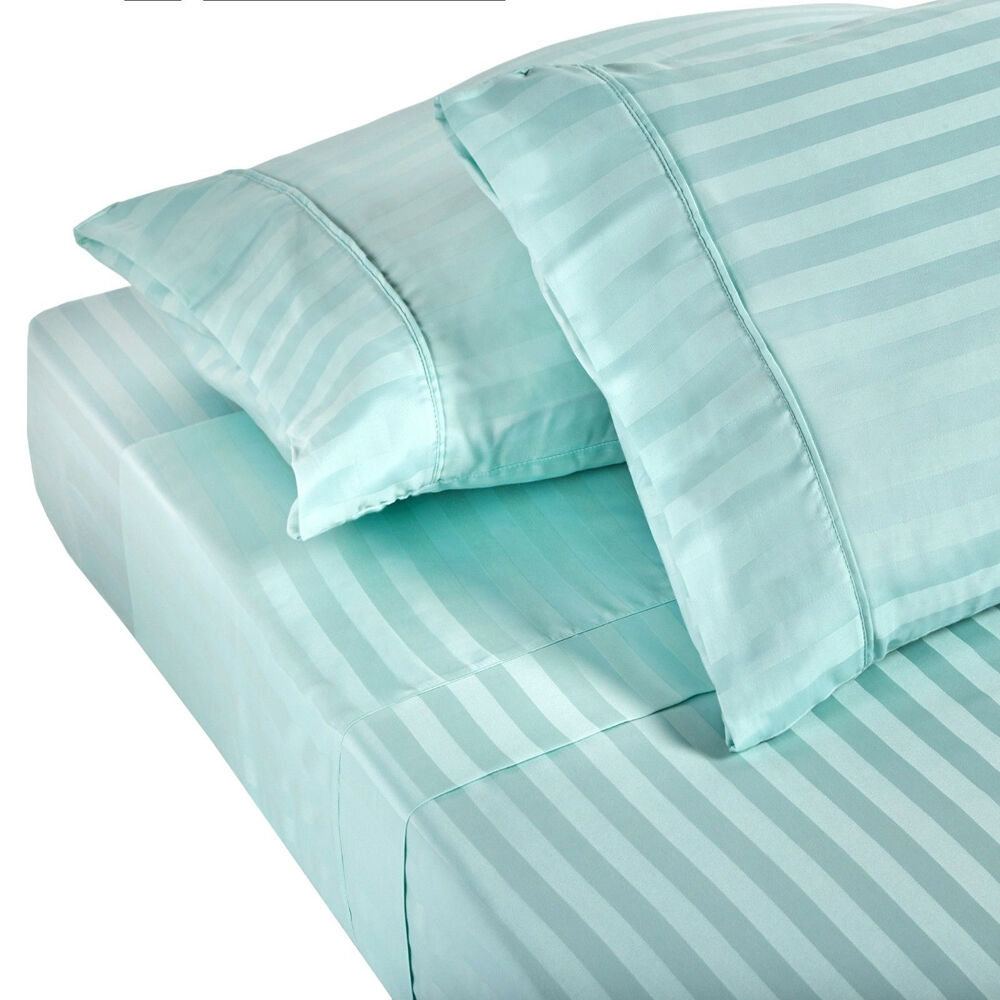 Royal Comfort Damask Sheet Set 1200TC Stripe Cotton Blend Mist — image 3