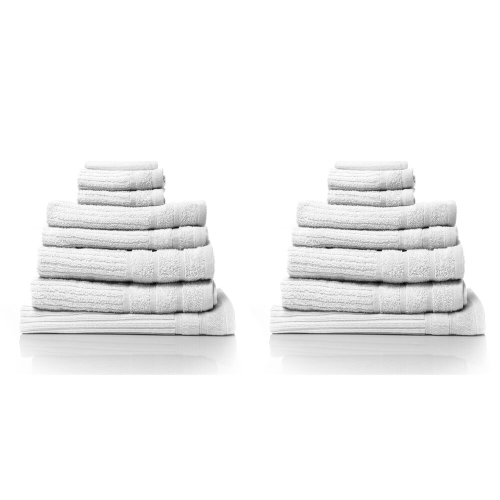 Royal Comfort 8pc Royal Comfort Eden Egyptian Cotton 600 GSM Soft Bath Towel Pack White (2 Pack)