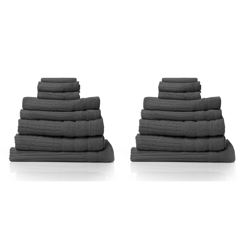 Royal Comfort 8pc Royal Comfort Eden Egyptian Cotton 600 GSM Soft Bath Towel Pack Granite (2 Pack)