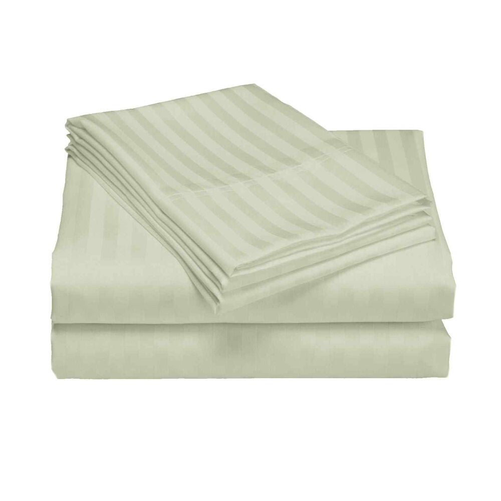 Royal Comfort 4pc Damask Sheet Set 1200TC Stripe Cotton Blend Pebble