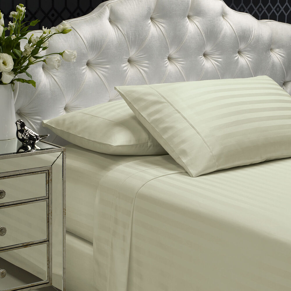 Royal Comfort 4pc Damask Sheet Set 1200TC Stripe Cotton Blend Pebble — image 2
