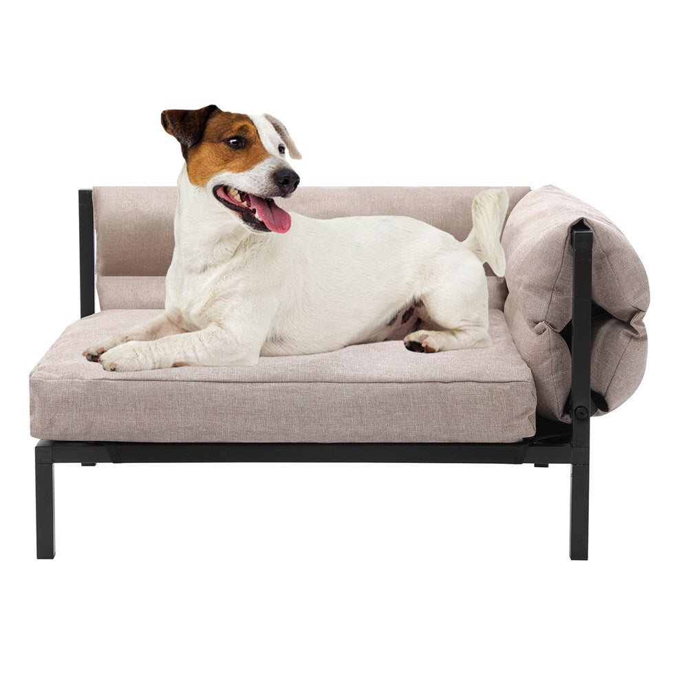 Paws and Claws Elevated Sofa Pet Bed Medium Linen Beige Comfortable Design