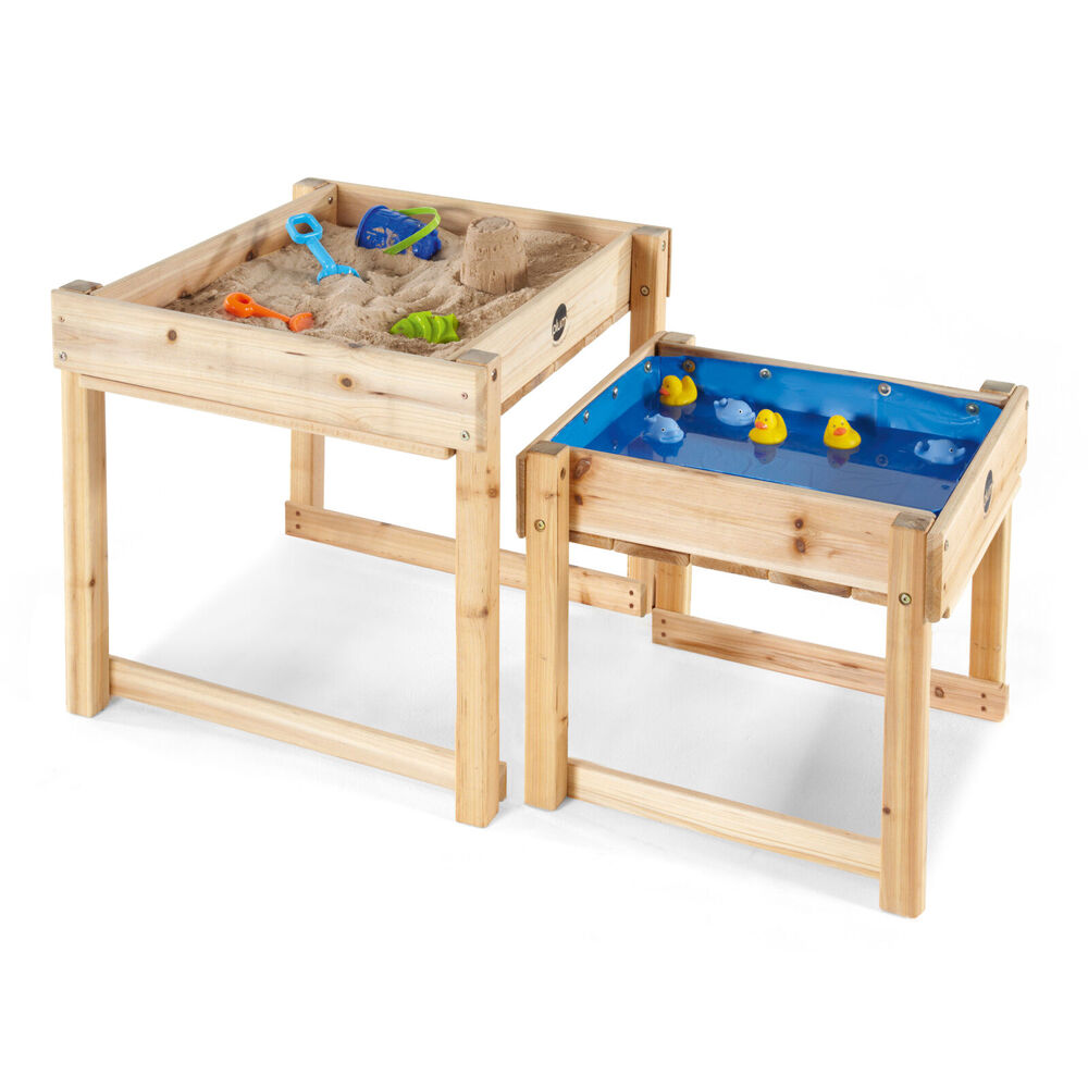 Plum Play Childrens/Kids Multifunctional Outdoor Wooden Tables 18M+ (2 Pieces)