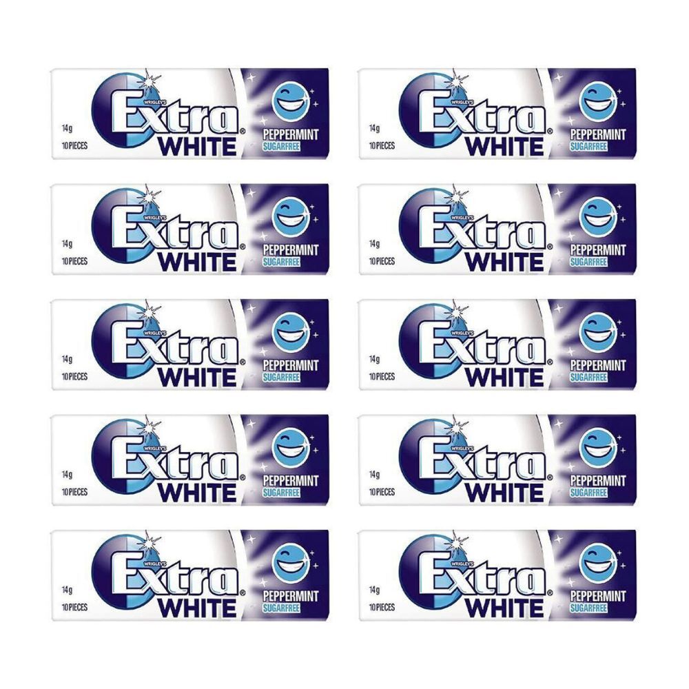 Extra Professional White Sugarfree Chewing Gum w/ Peppermint Flavour 14g (10 Pack)