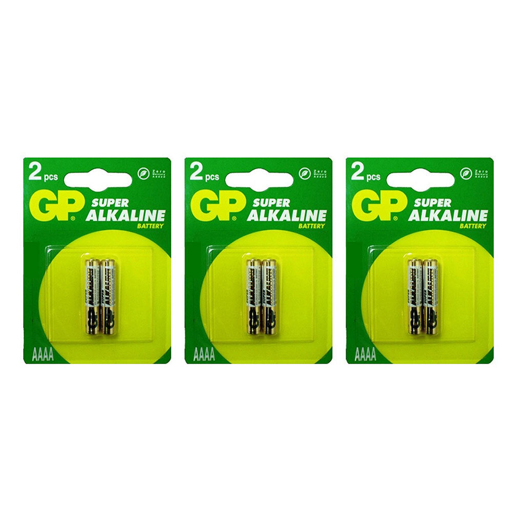 GP AAAA Super Alkaline Battery 1.5V Multi Purpose f/Laser Pointers/Penlights (6 Pieces)