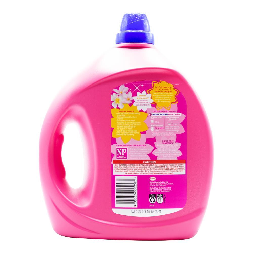 Fab Laundry Liquid Front & Top Loader Fresh Frangipani Cleans Expertly 4L (2 Pack)