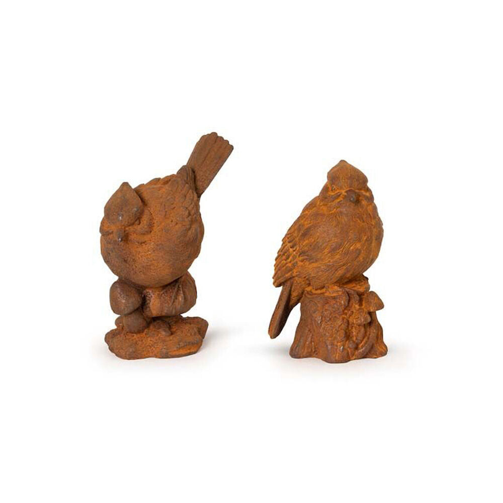 26125-2pc-a-fresco-cast-iron-woodland-bird-garden-sculpture-rust