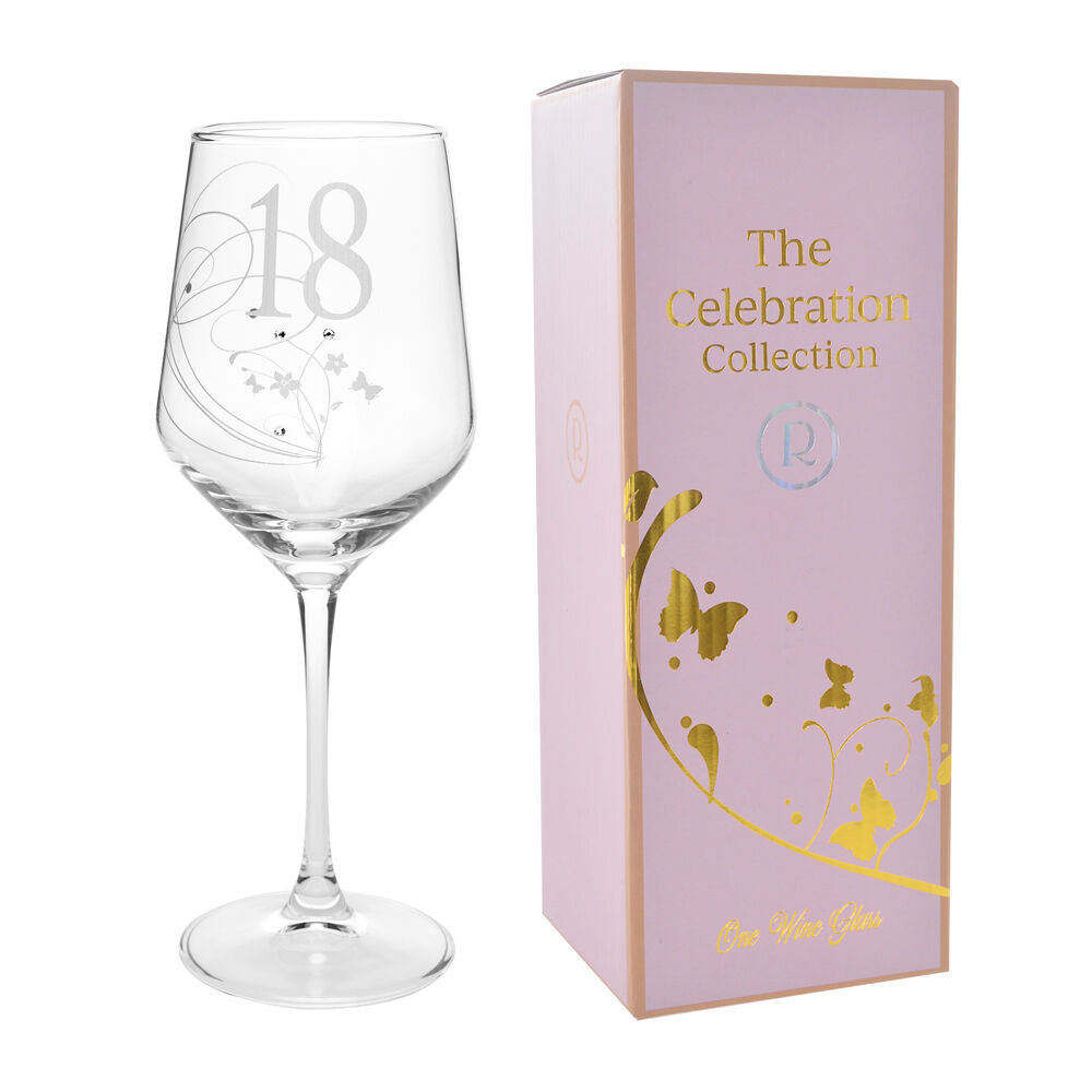 Gibson Gifts 18 Birthday Crystal Wine Glass Toasting Tumbler Drinkware Clear (2 Pack) — image 2