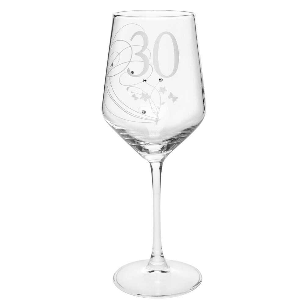 26182-gibson-gifts-30-birthday-crystal-wine-glass-clear