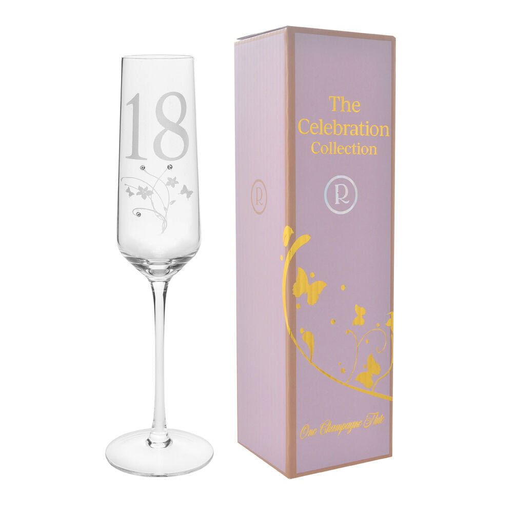 Gibson Gifts 18 Birthday Crystal Champagne Glass Toasting Drinkware Clear (2 Pack) — image 2