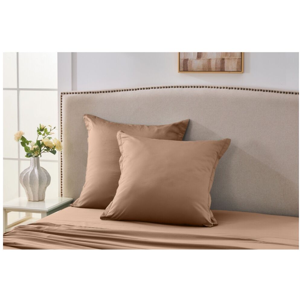 Grosvenor House 500TC Egyptian Cotton Tailored European Pillowcase Clay (2 Pack) — image 5